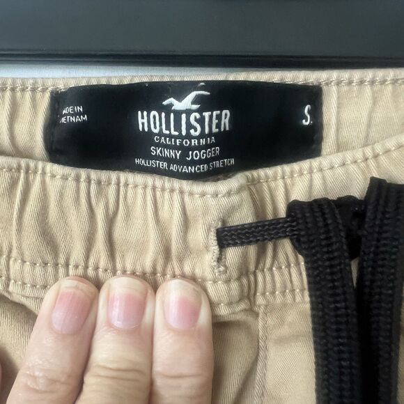 Hollister Skinny Jogger Pants Men's Small Tan Elastic Waist Drawstring Uniform - Picture 6 of 9